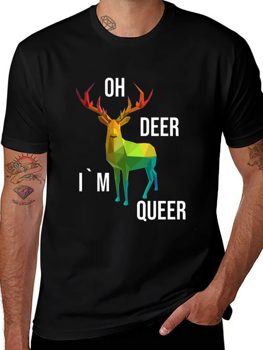 Camiseta Original con Ciervo Poligonal LGBTQ