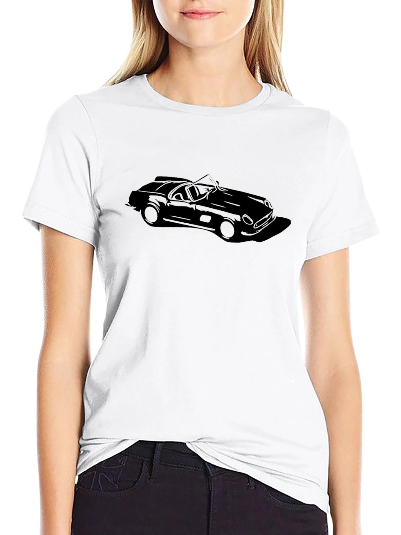 Camiseta Negra Coche Clásico Estampado para Hombre
