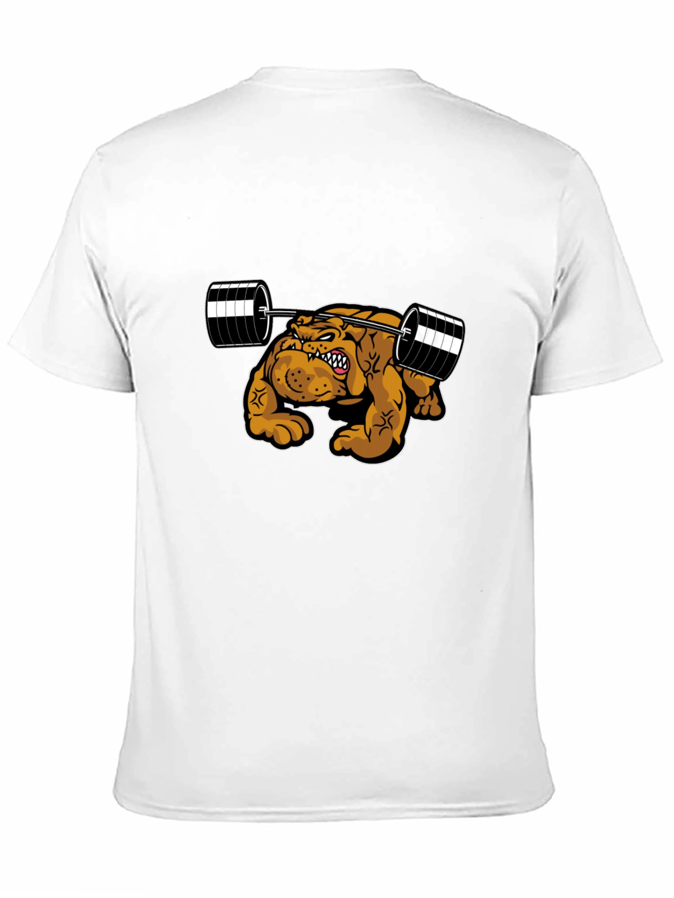 Camiseta Negra Bulldog Musculoso Levantando Pesas