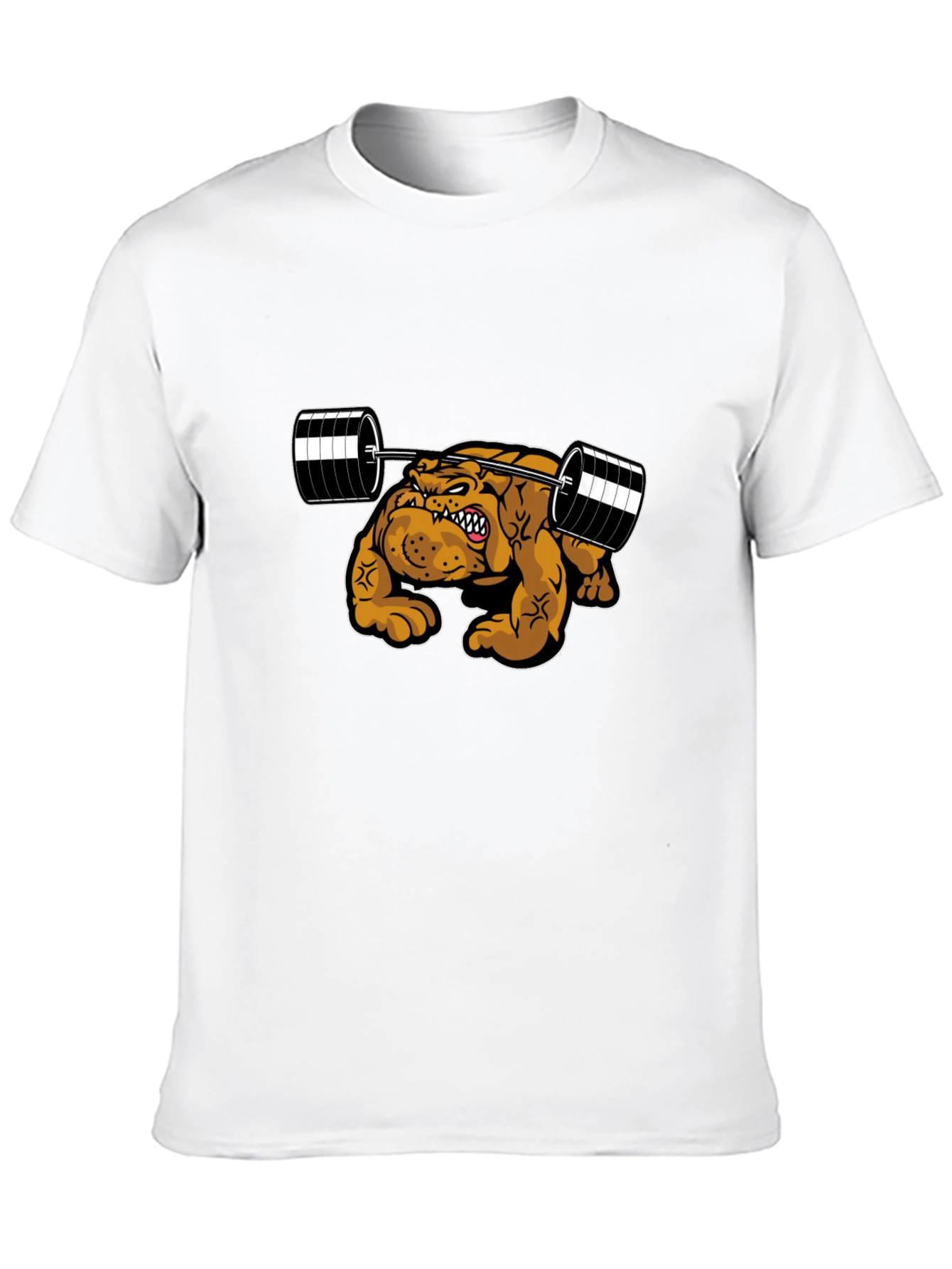 Camiseta Negra Bulldog Musculoso Levantando Pesas