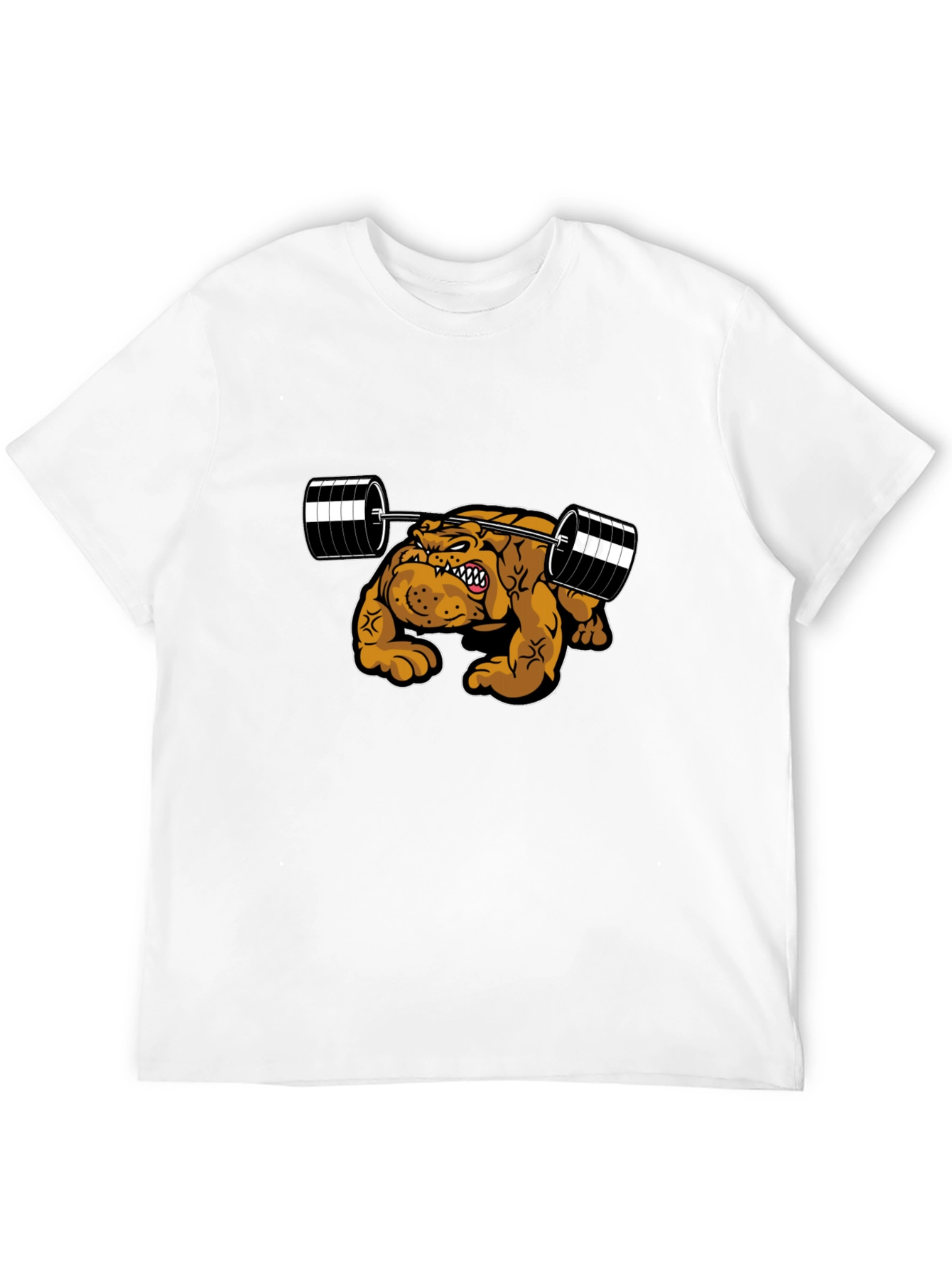 Camiseta Negra Bulldog Musculoso Levantando Pesas