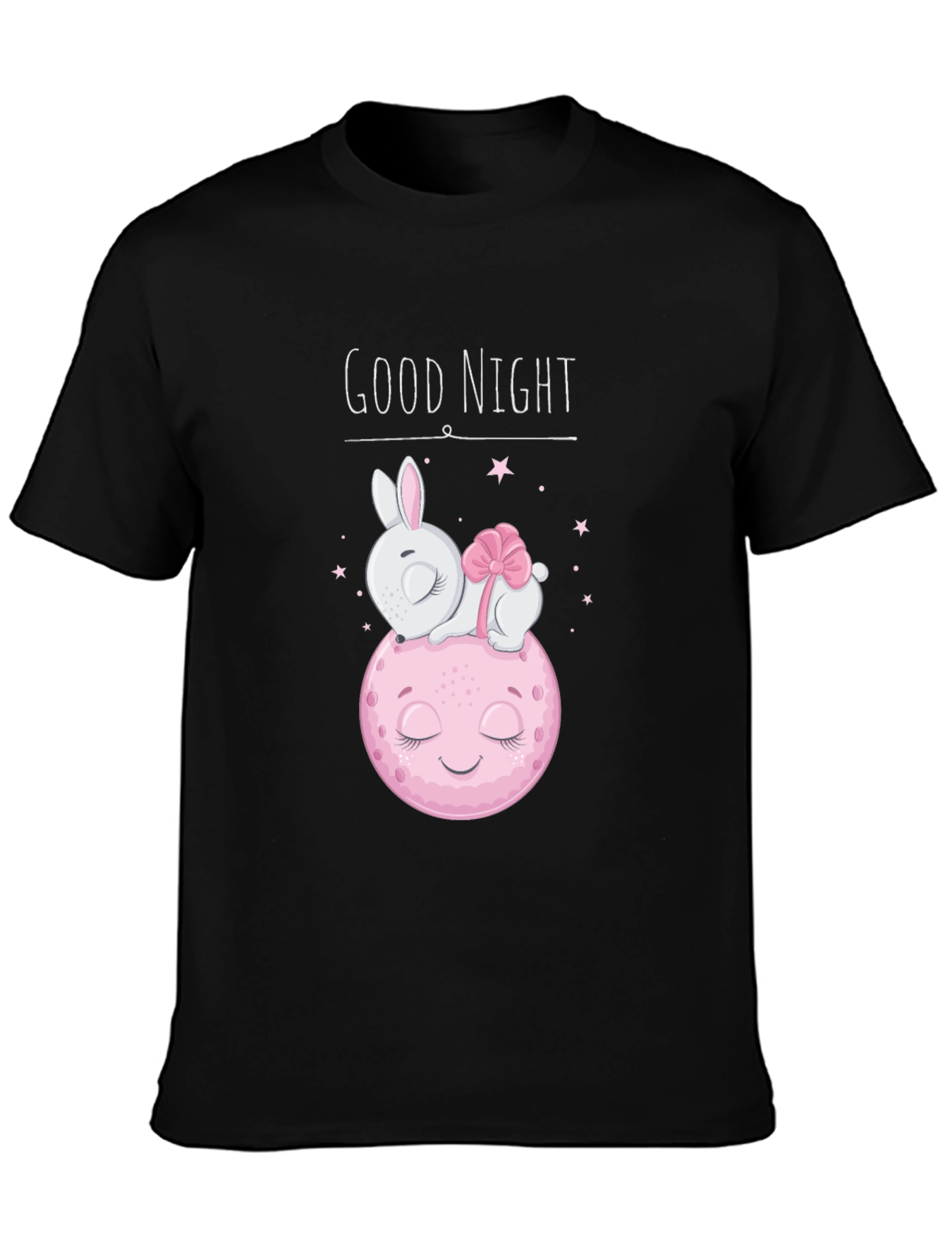 Camiseta Negra Buenas Noches Conejo Luna
