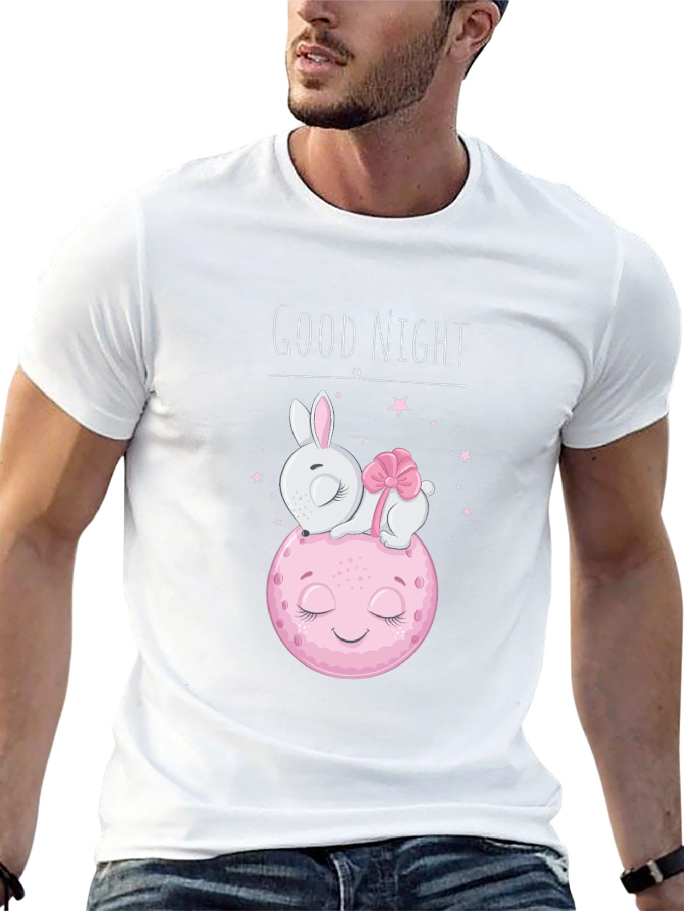 Camiseta Negra Buenas Noches Conejo Luna