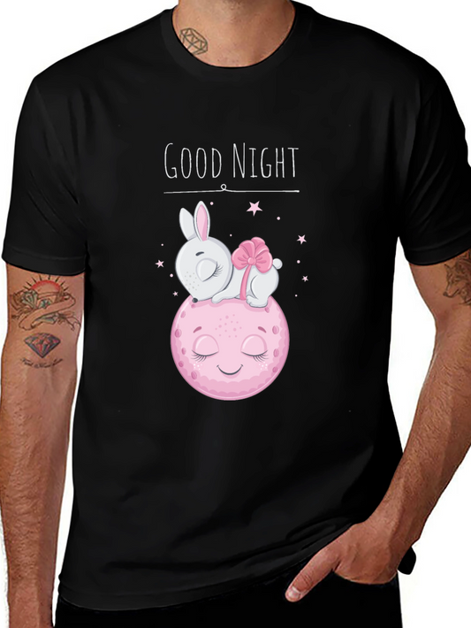 Camiseta Negra Buenas Noches Conejo Luna