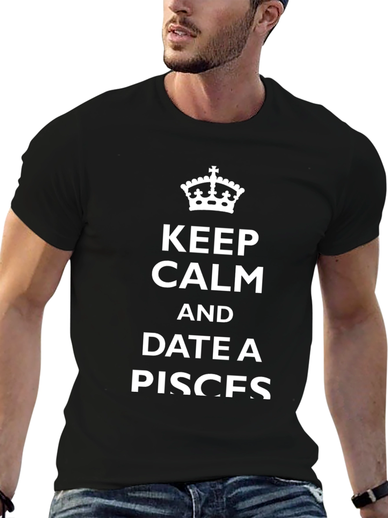 Camiseta Negra: Keep Calm and Date a Pisces