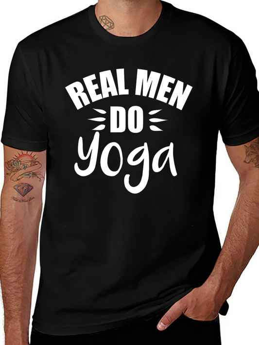 Camiseta Hombre: Real Men Do Yoga - Diseño Moderno