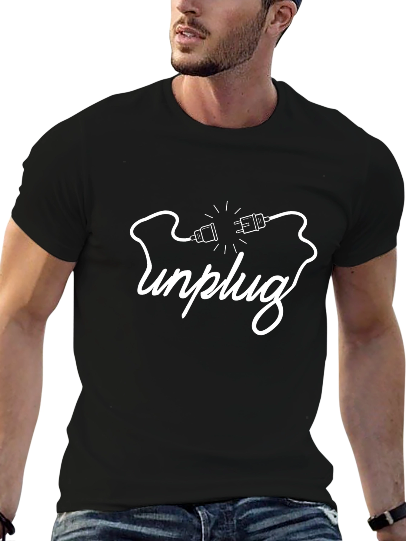 Camiseta Negra Unplug: Desconéctate con Estilo