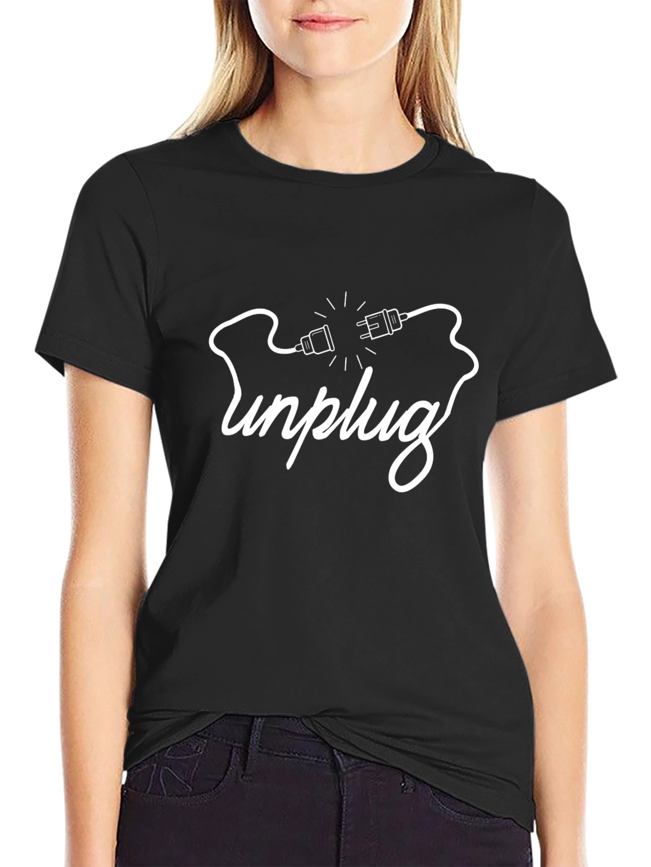 Camiseta Negra Unplug: Desconéctate con Estilo