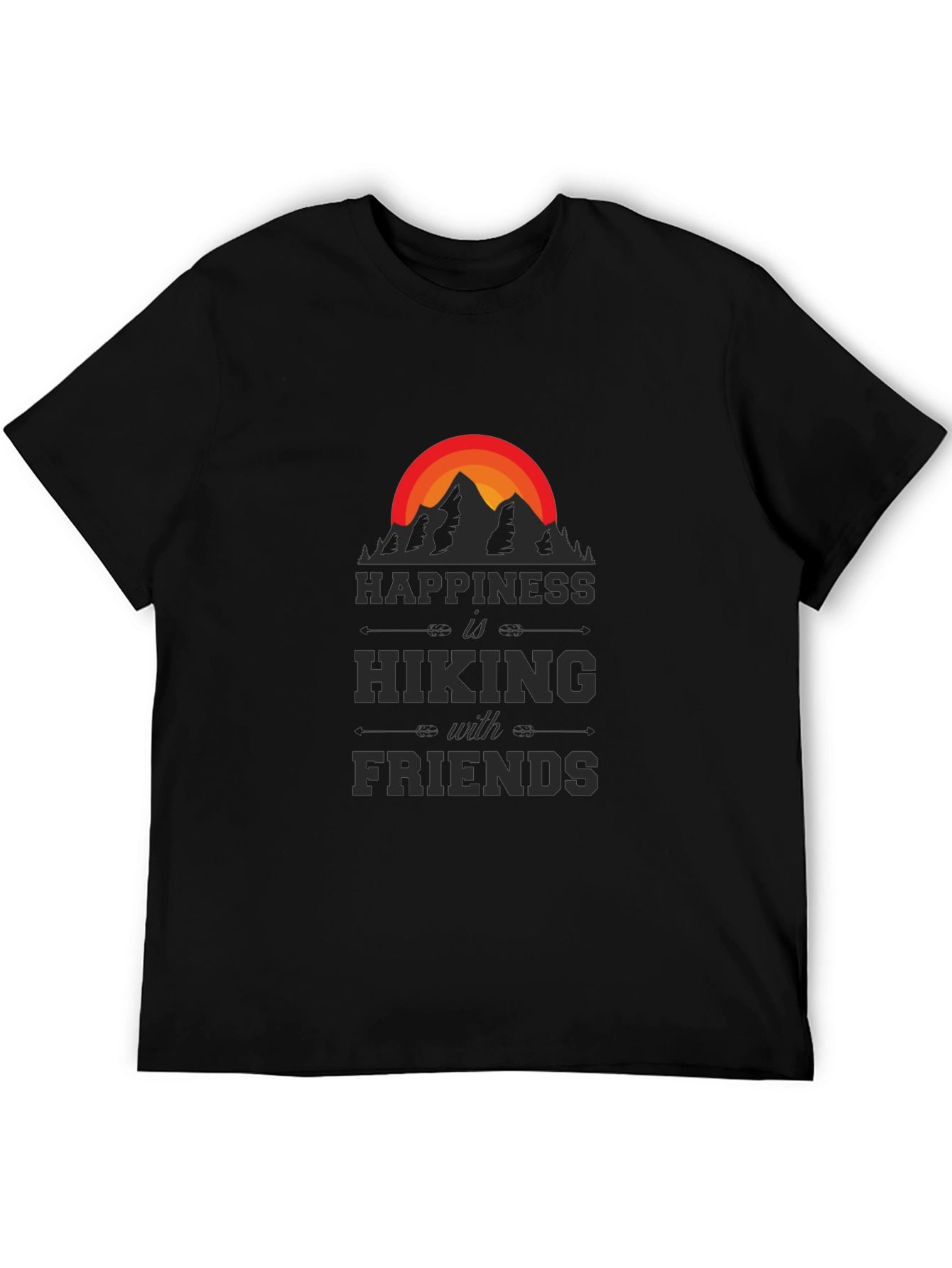 Camiseta Negra Happiness is Hiking with Friends