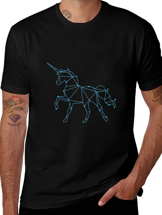 Camiseta Negra Unisex con Diseño de Unicornio Constelación