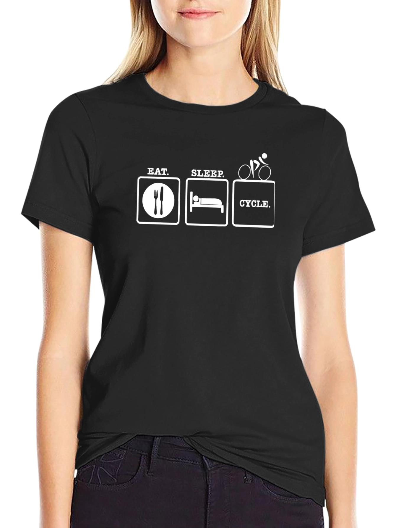 Camiseta Negra: Come Duerme Ciclismo