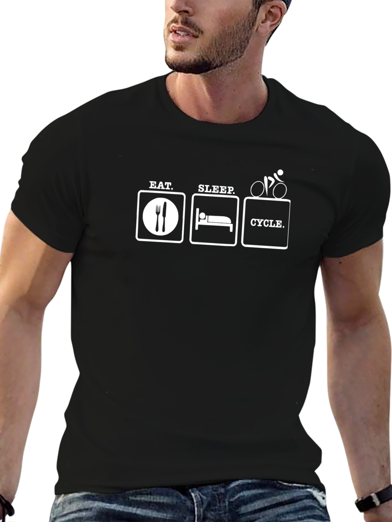 Camiseta Negra: Come Duerme Ciclismo