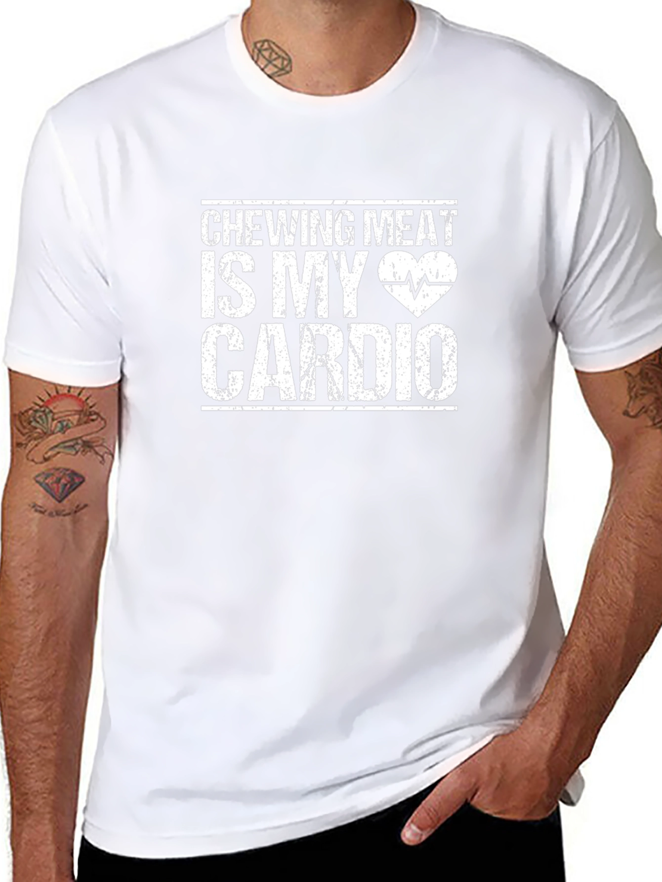 Camiseta Negra: Chewing Meat Is My Cardio