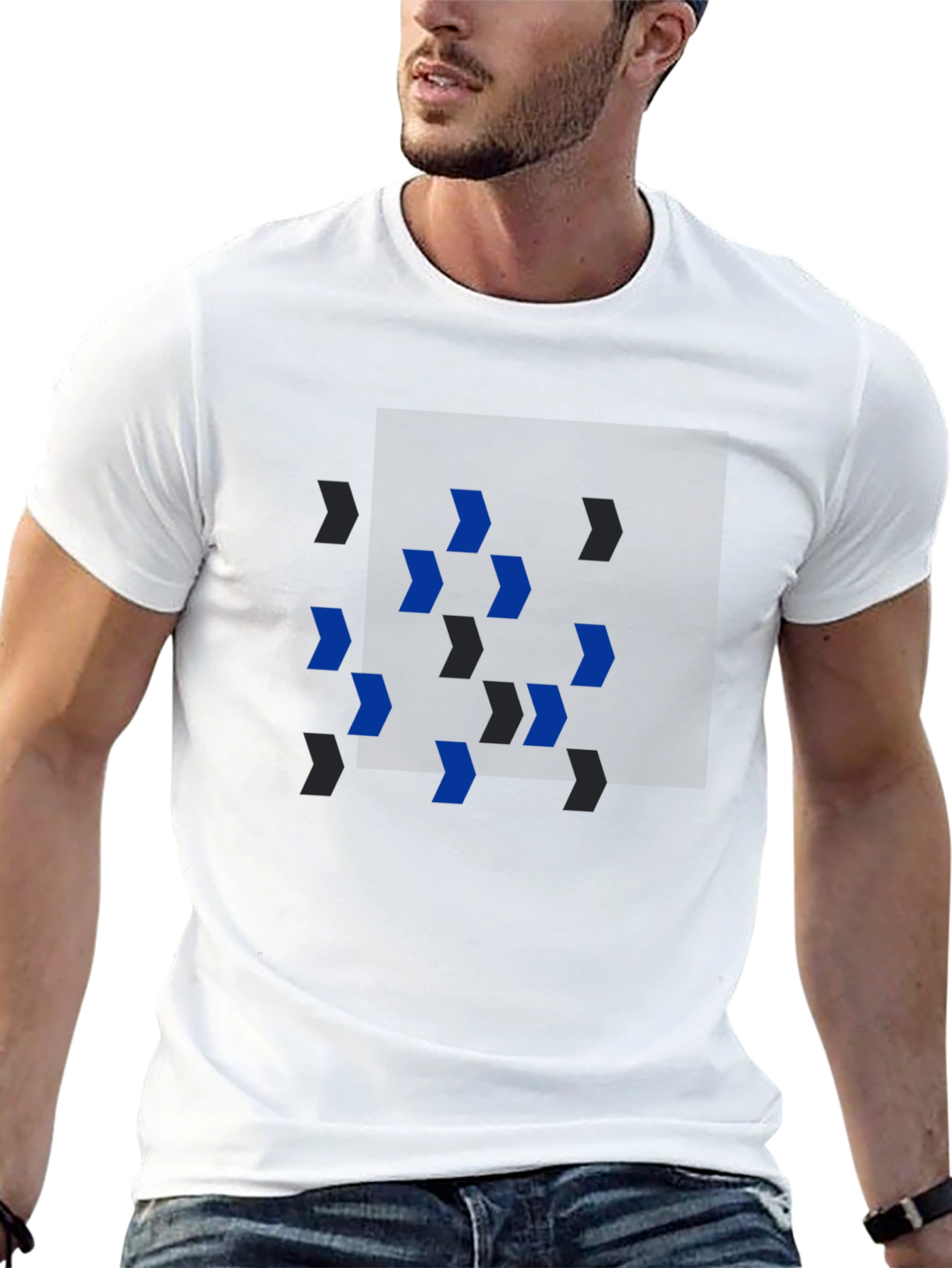 Camiseta Negra con Diseño Abstracto de Flechas
