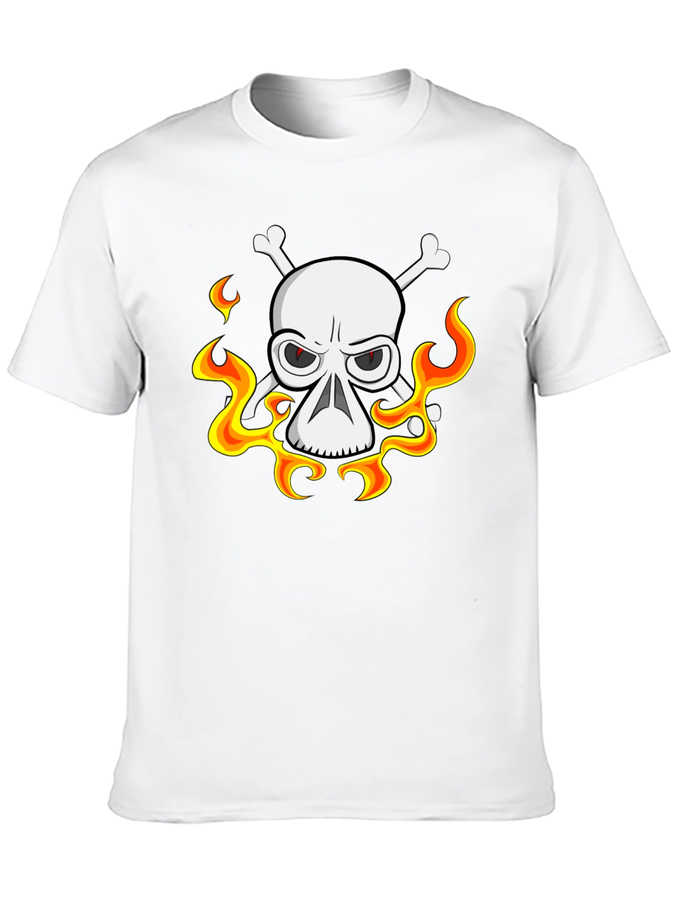 Camiseta Negra con Calavera Pirata en Llamas