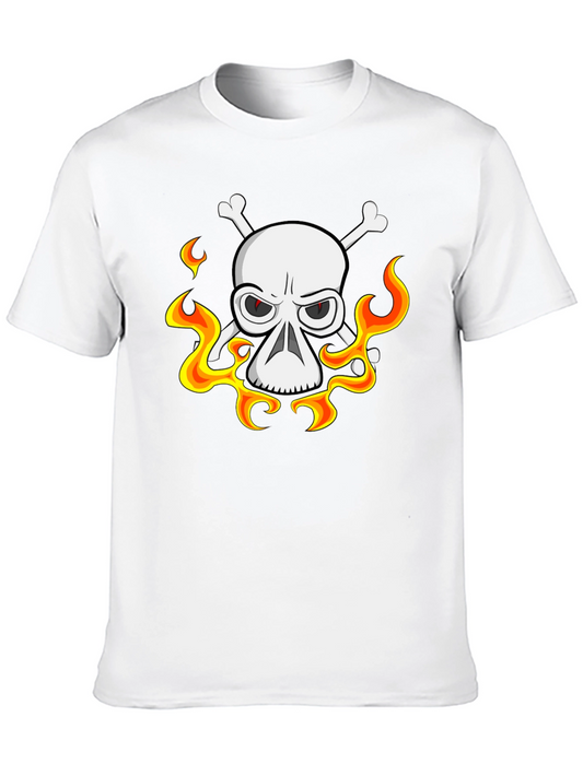 Camiseta Negra con Calavera Pirata en Llamas