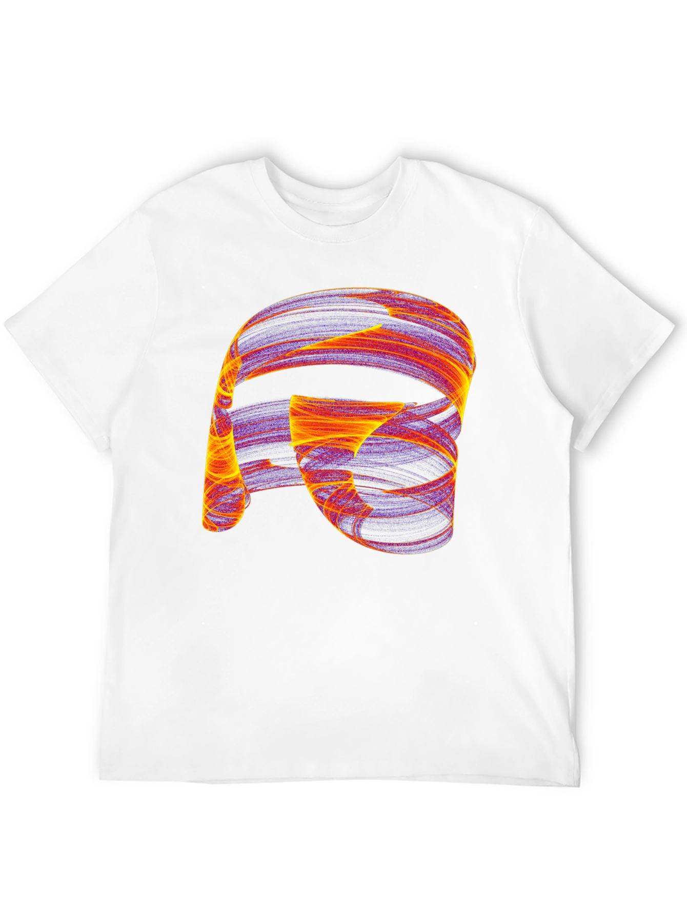 Camiseta Negra con Diseño Abstracto Naranja y Violeta