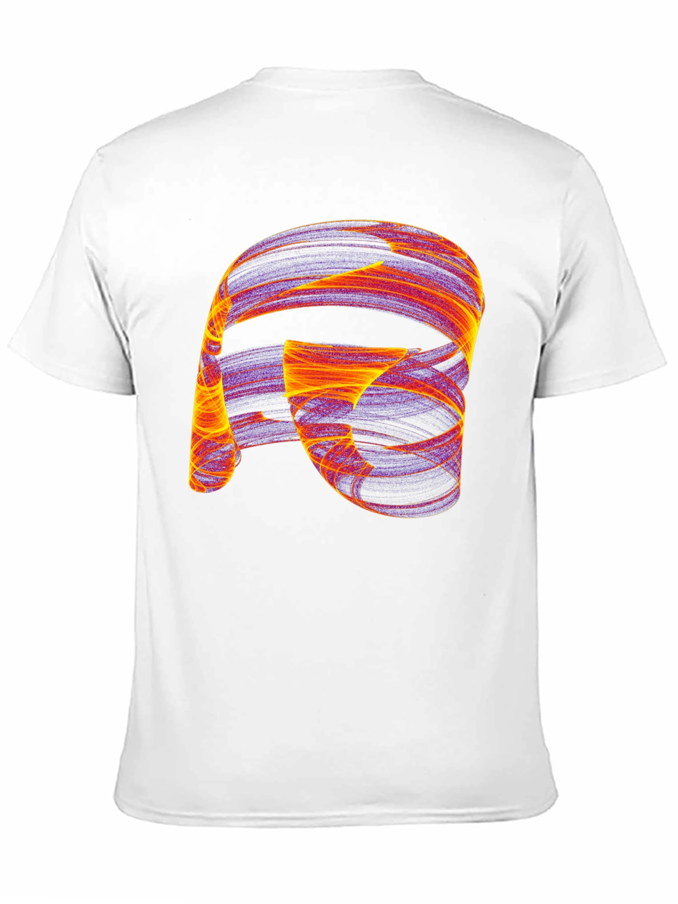 Camiseta Negra con Diseño Abstracto Naranja y Violeta
