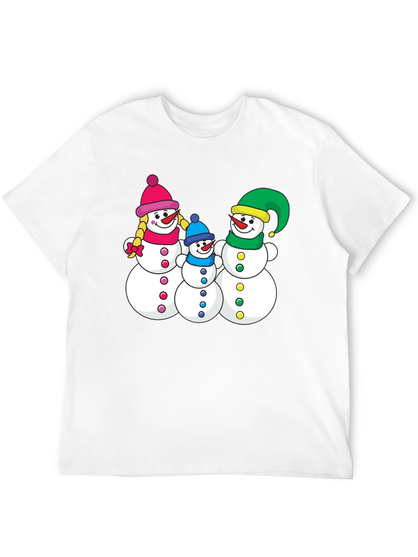 Snowman Family Black T-Shirt