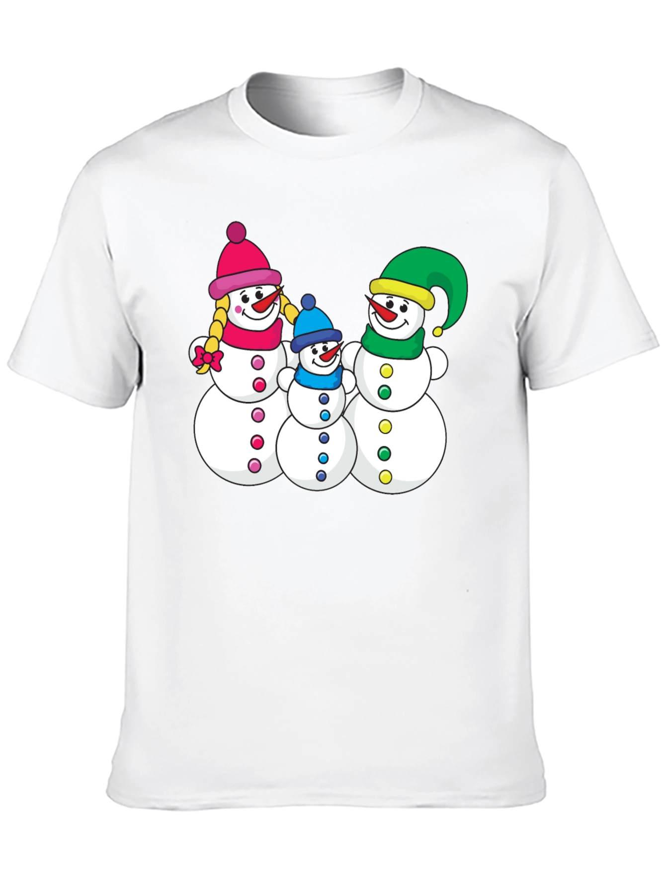 Snowman Family Black T-Shirt