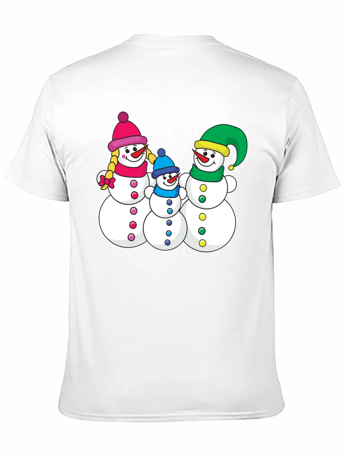 Snowman Family Black T-Shirt