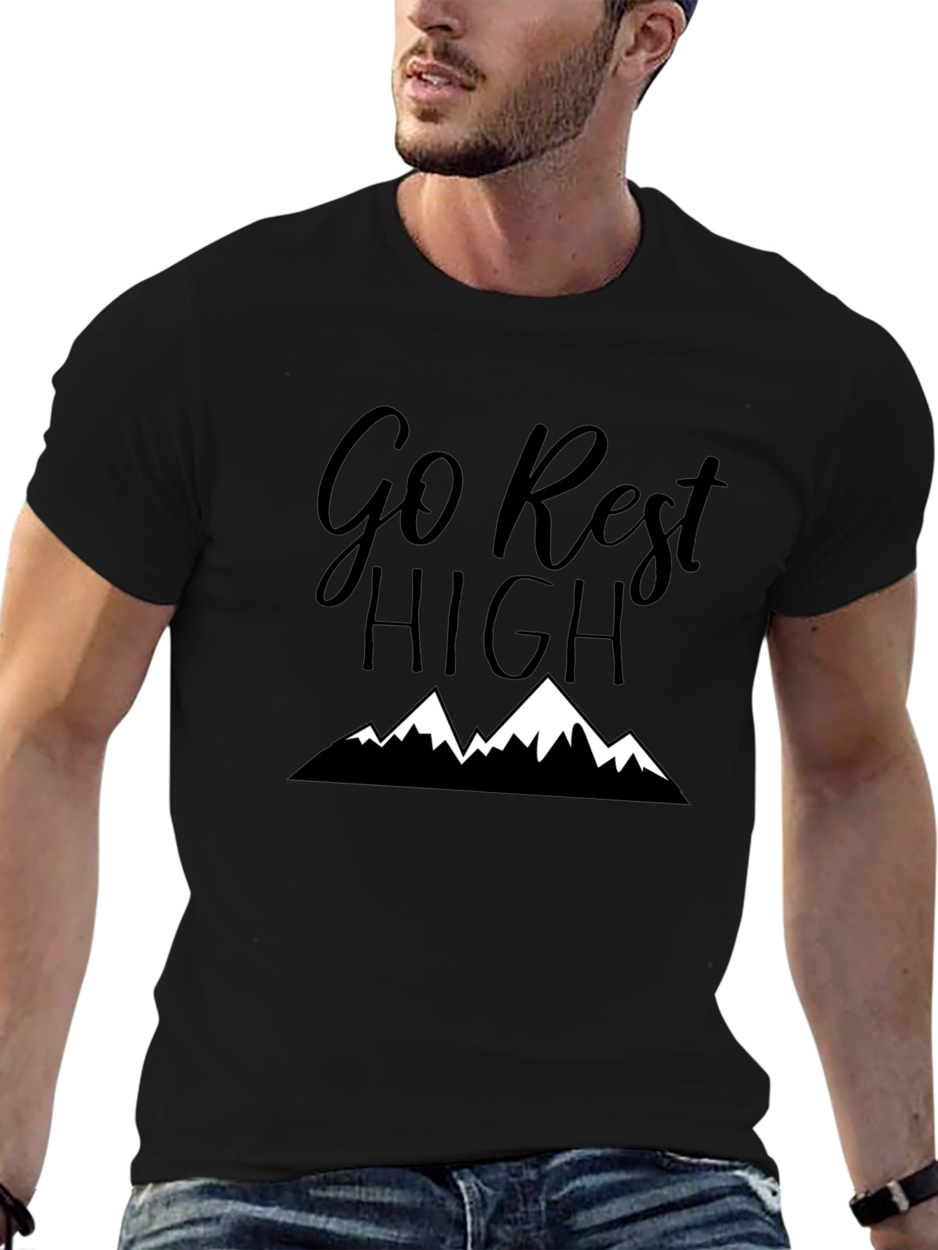 Camiseta Negra: Go Rest High - Montañas