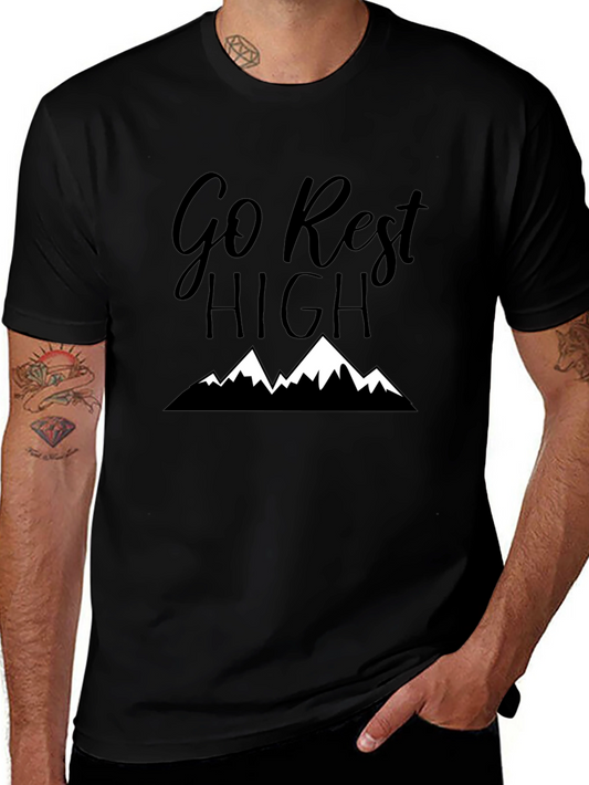 Camiseta Negra: Go Rest High - Montañas