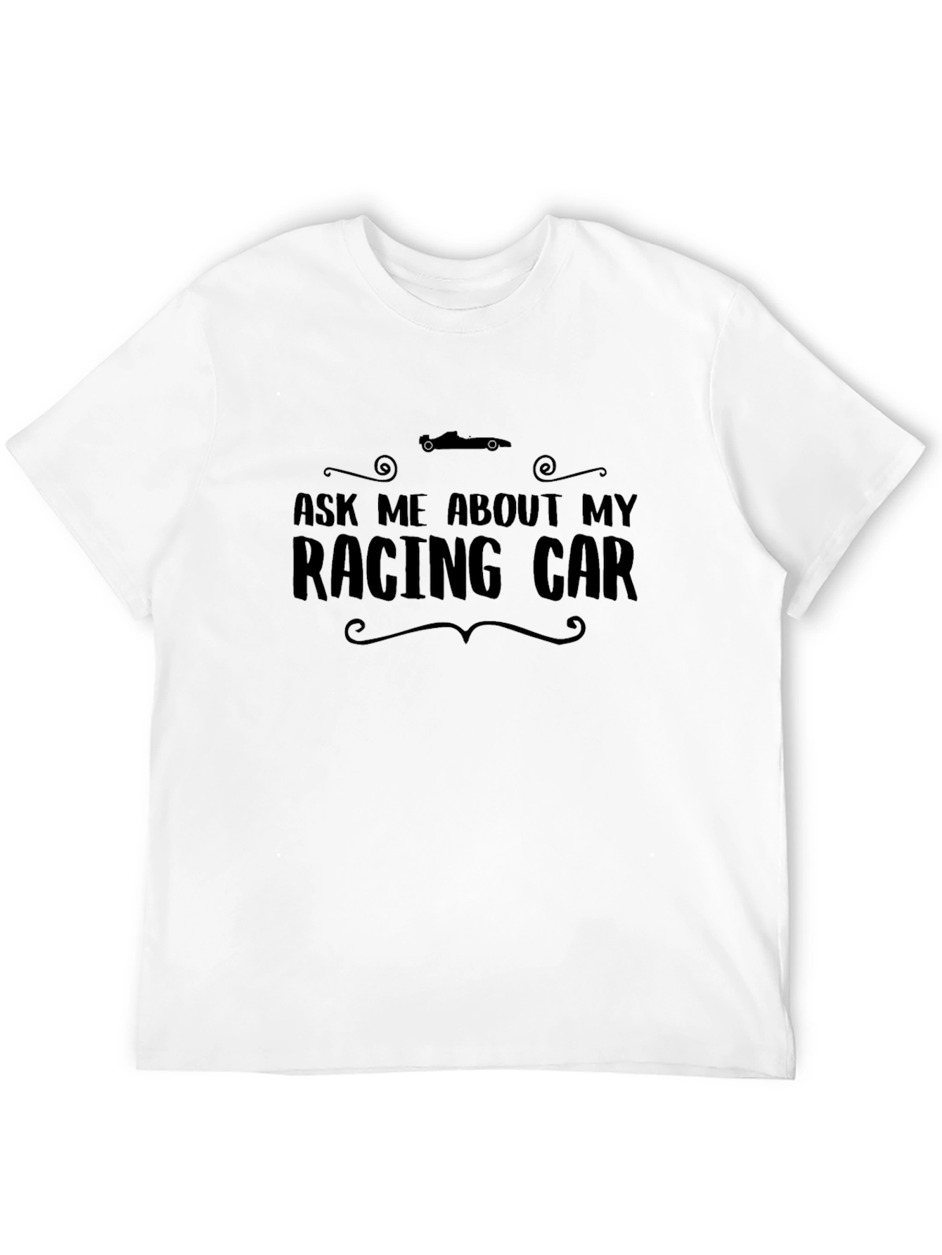 Camiseta Negra Ask Me About My Racing Car