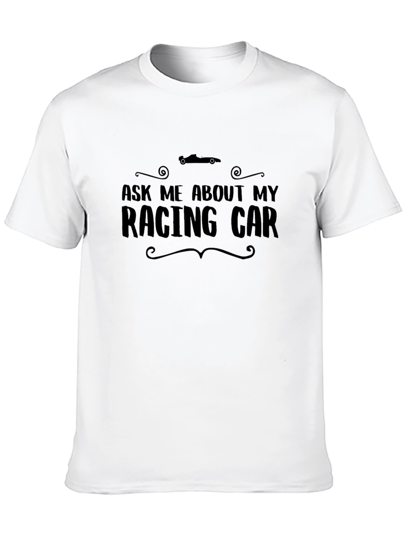 Camiseta Negra Ask Me About My Racing Car