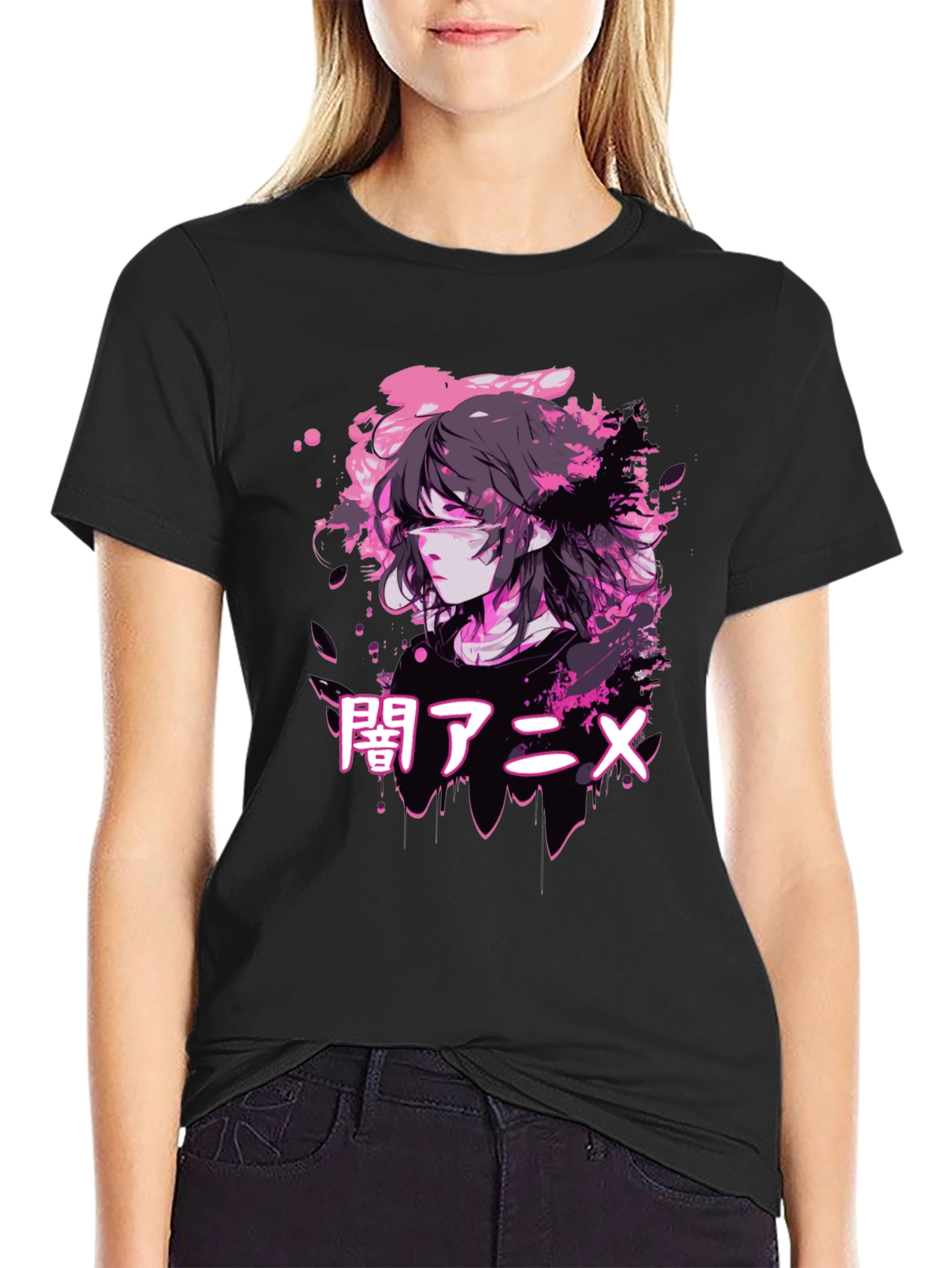 Camiseta Negra Anime Estilo Urbano