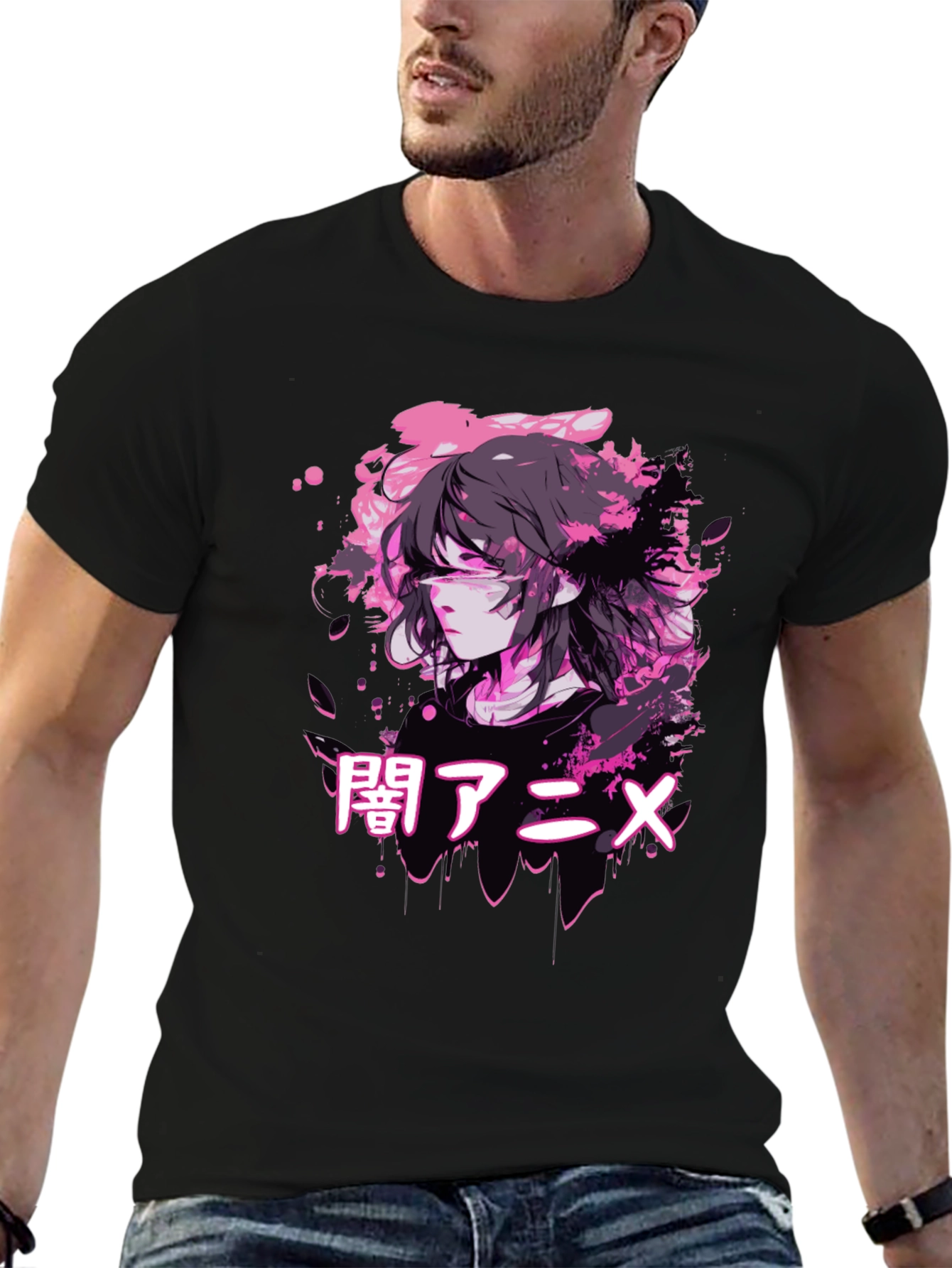 Camiseta Negra Anime Estilo Urbano