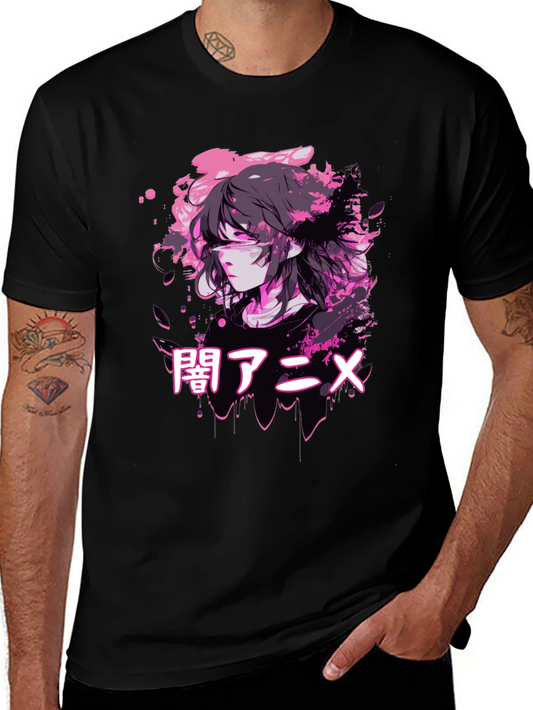 Camiseta Negra Anime Estilo Urbano