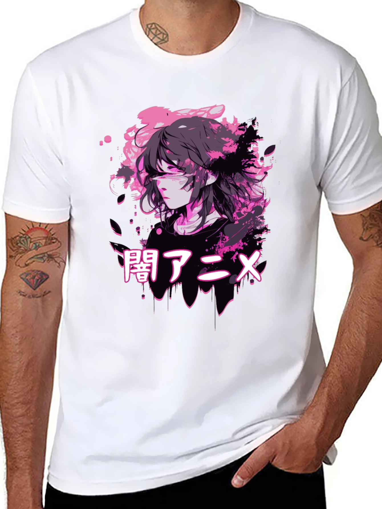 Camiseta Negra Anime Estilo Urbano