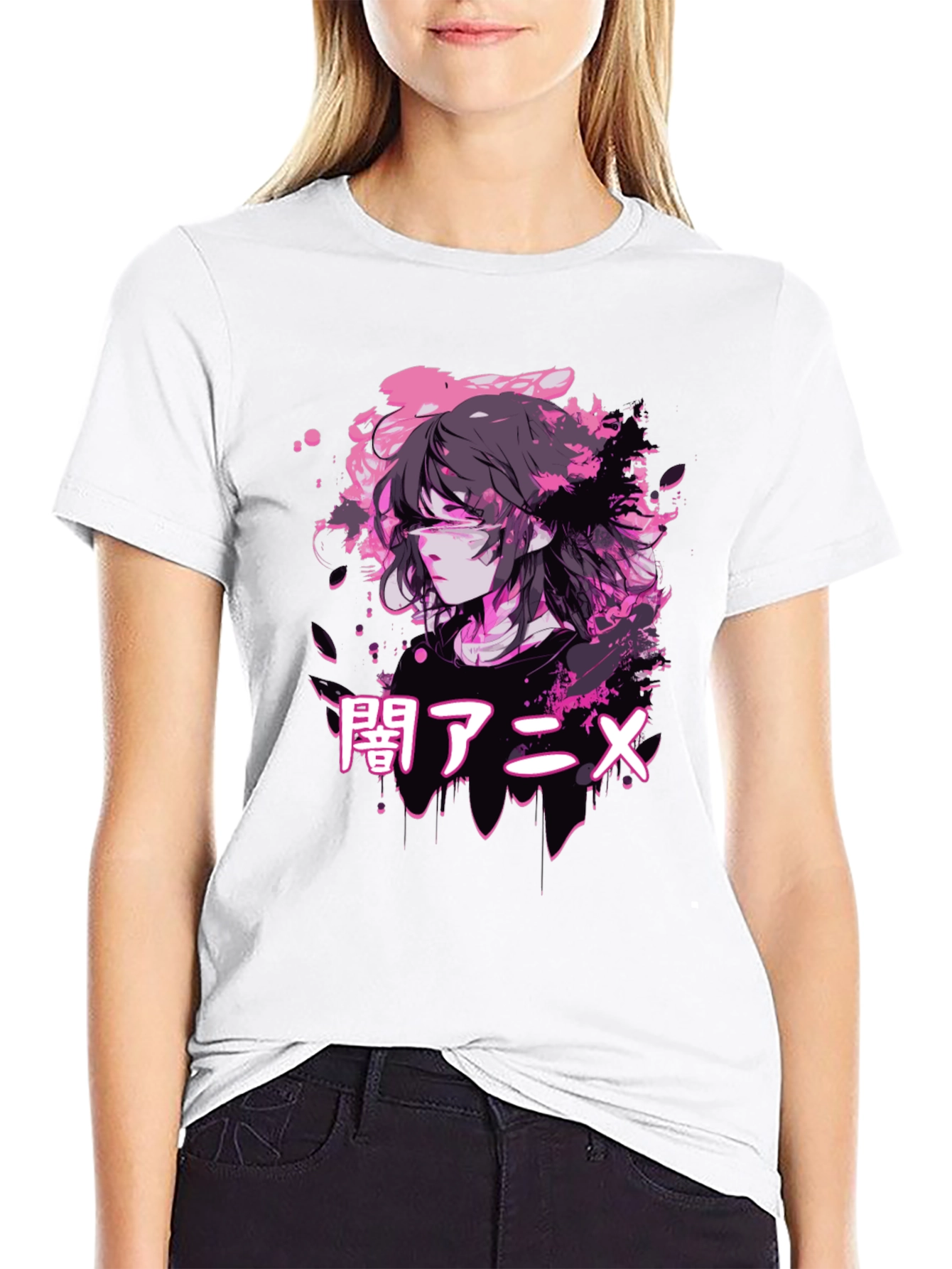 Camiseta Negra Anime Estilo Urbano
