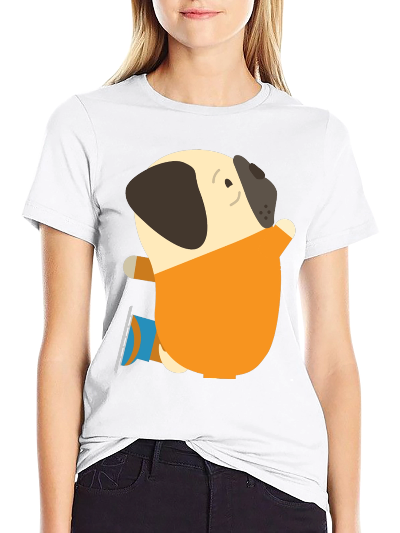 Pug on Ice Skates Graphic T-Shirt