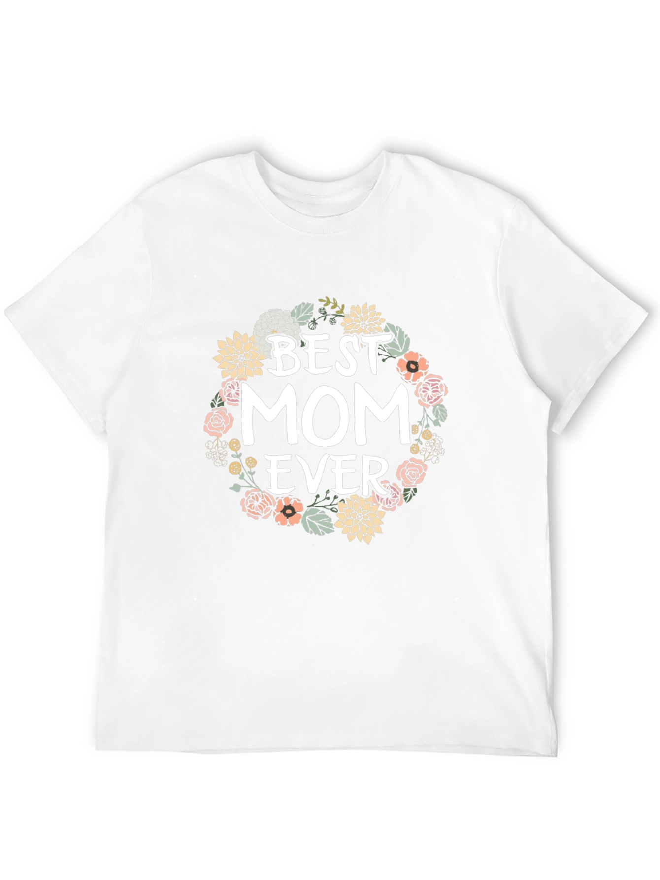 Camiseta Negra Best Mom Ever con Flores