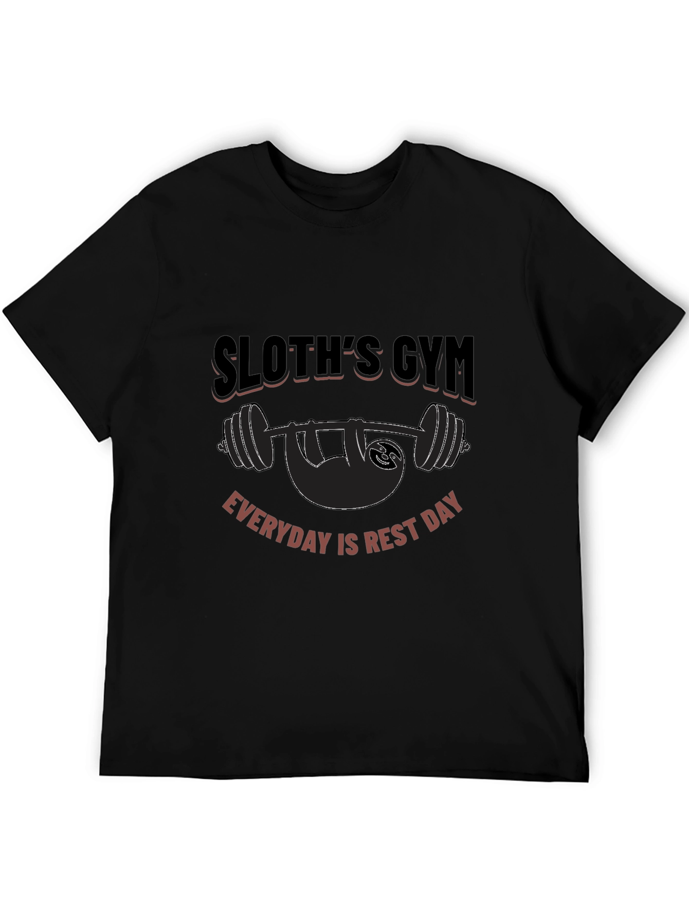 Camiseta Negra Gym Sloth: ¡Descanso Diario!