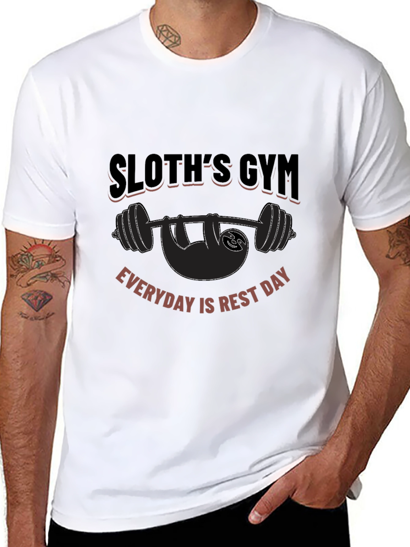 Camiseta Negra Gym Sloth: ¡Descanso Diario!