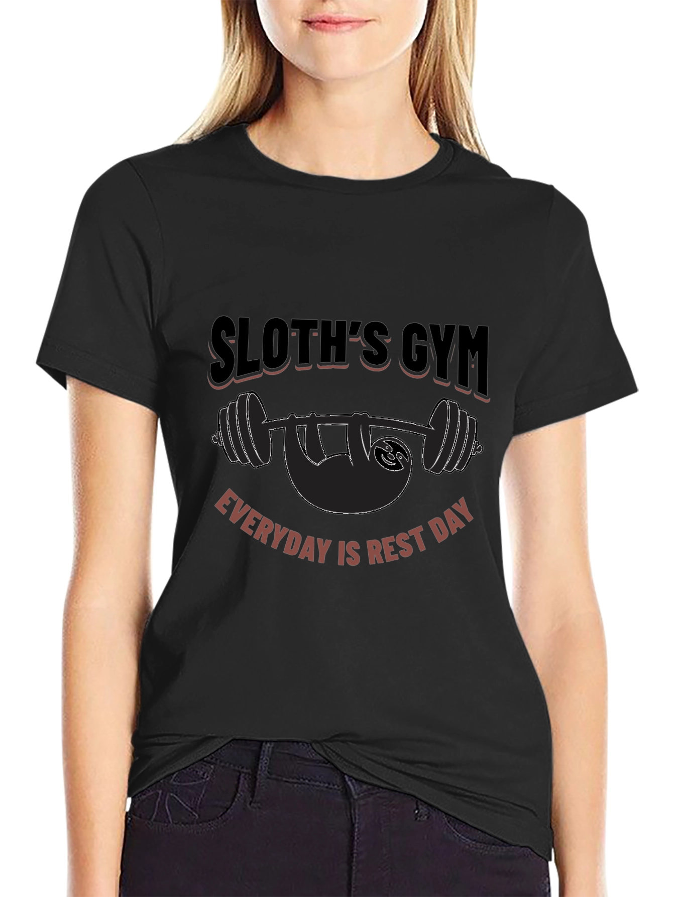 Camiseta Negra Gym Sloth: ¡Descanso Diario!