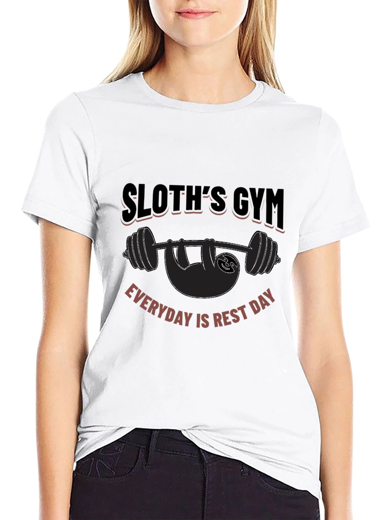 Camiseta Negra Gym Sloth: ¡Descanso Diario!