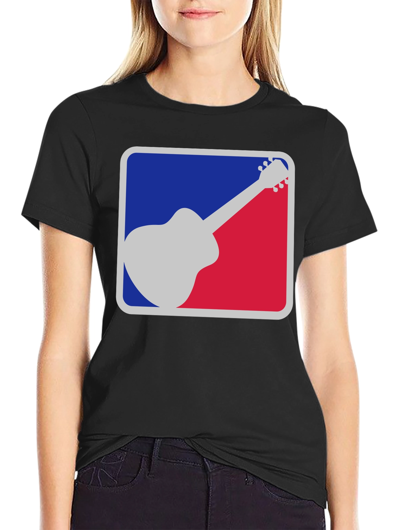 Camiseta Negra Guitarra Estilo MLB