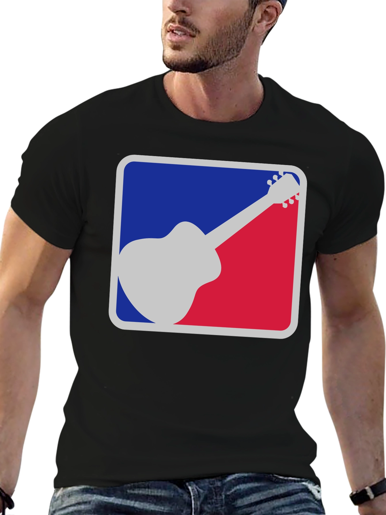 Camiseta Negra Guitarra Estilo MLB
