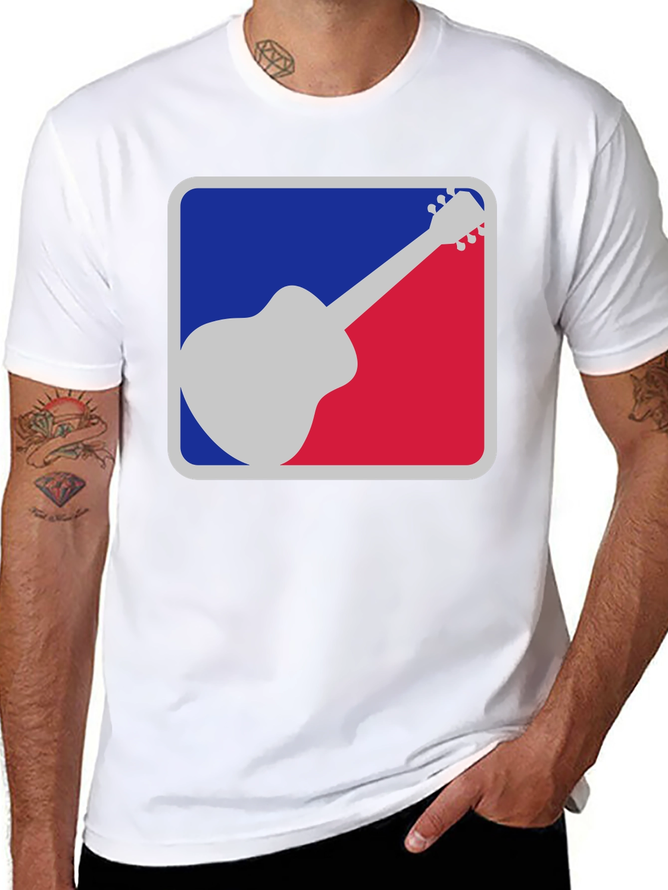 Camiseta Negra Guitarra Estilo MLB