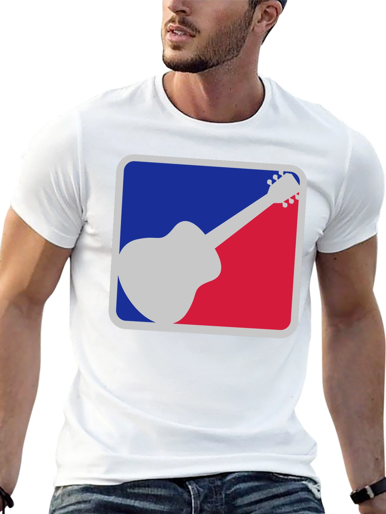Camiseta Negra Guitarra Estilo MLB
