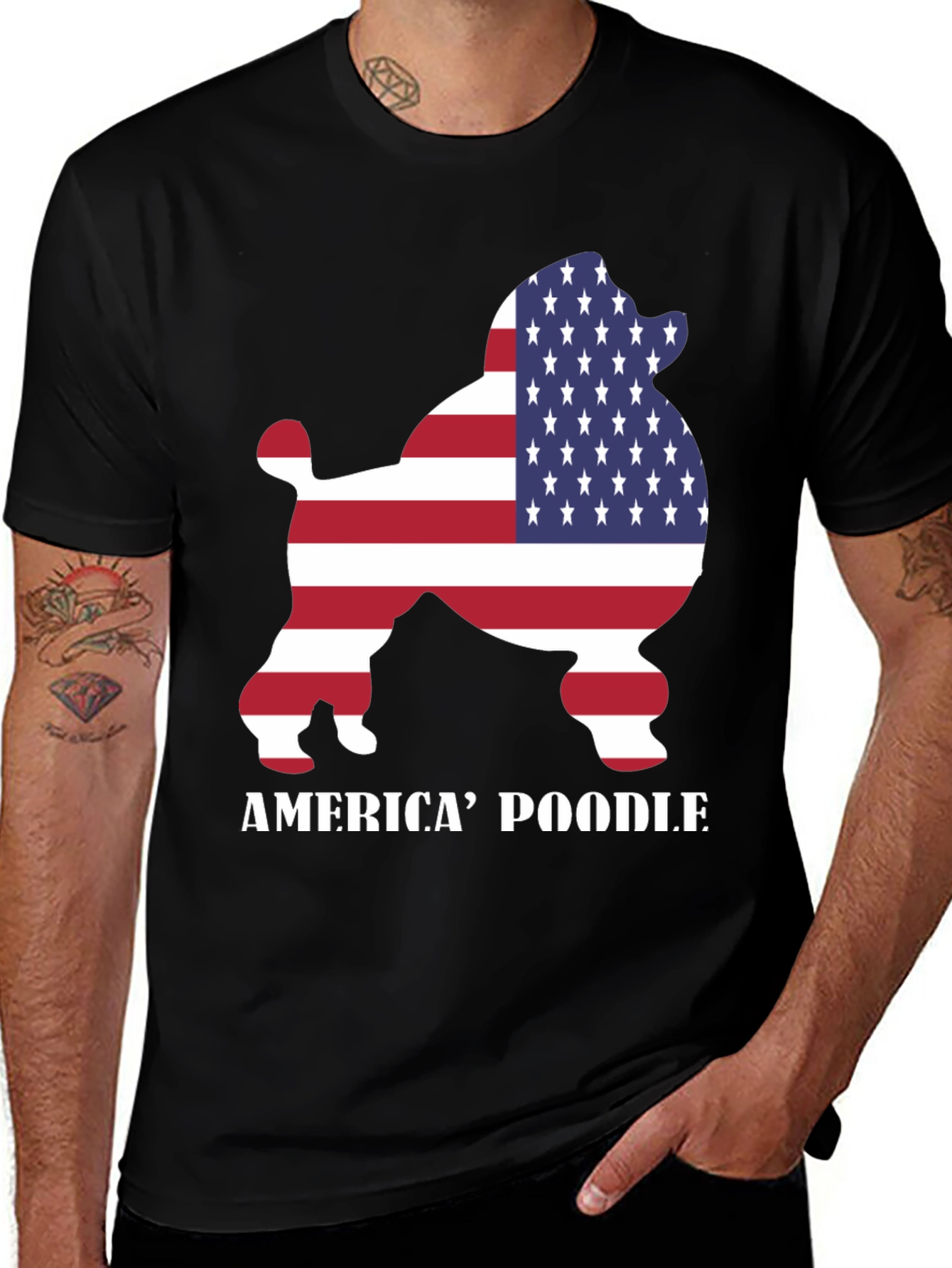Camiseta Negra America Poodle para Hombre