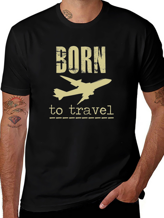 Camiseta Negra Born to Travel para Aventureros