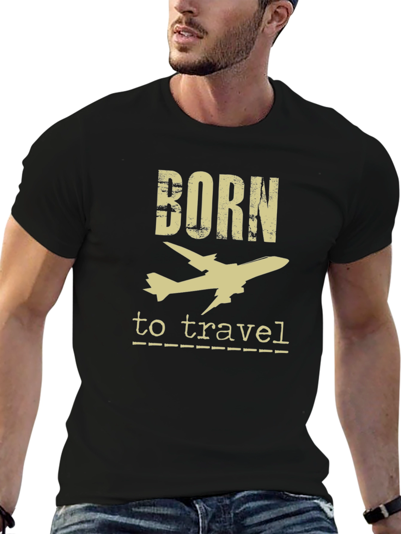 Camiseta Negra Born to Travel para Aventureros
