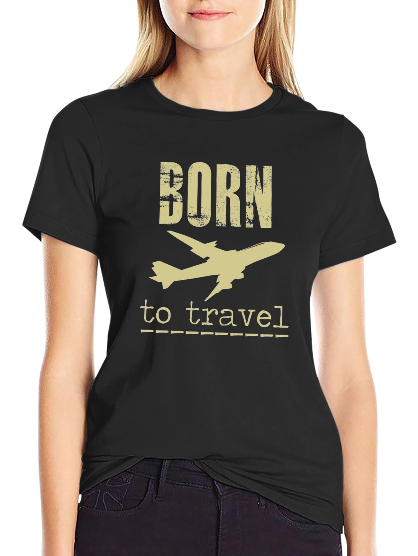 Camiseta Negra Born to Travel para Aventureros