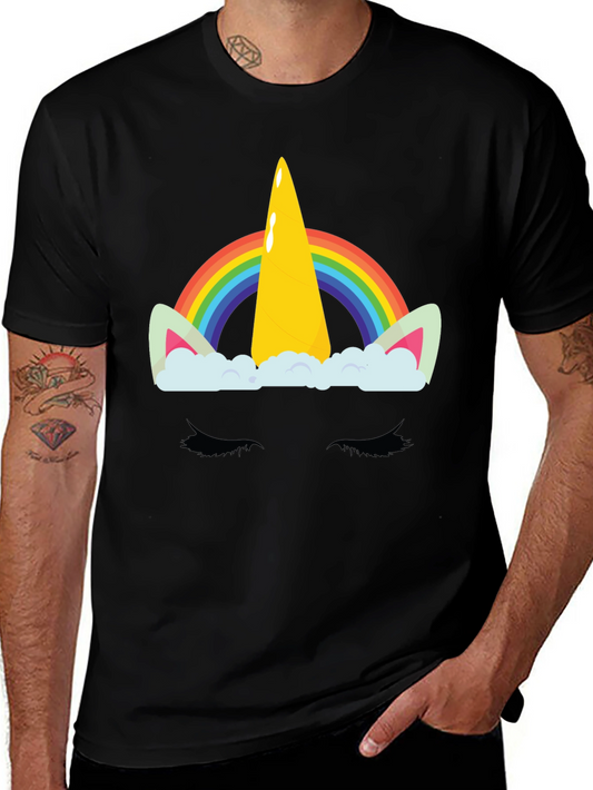 Camiseta Negra Unicornio Arcoíris