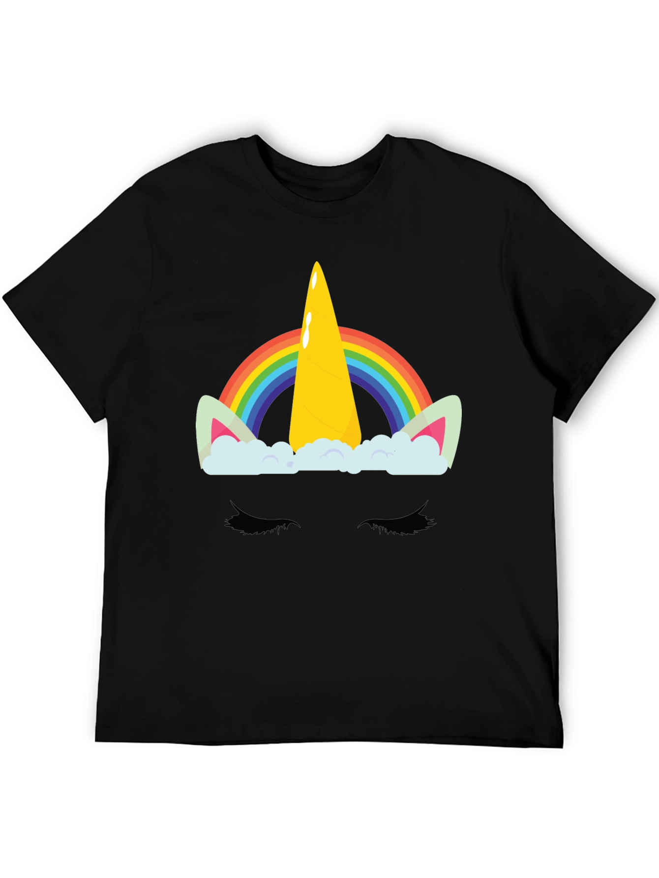 Camiseta Negra Unicornio Arcoíris